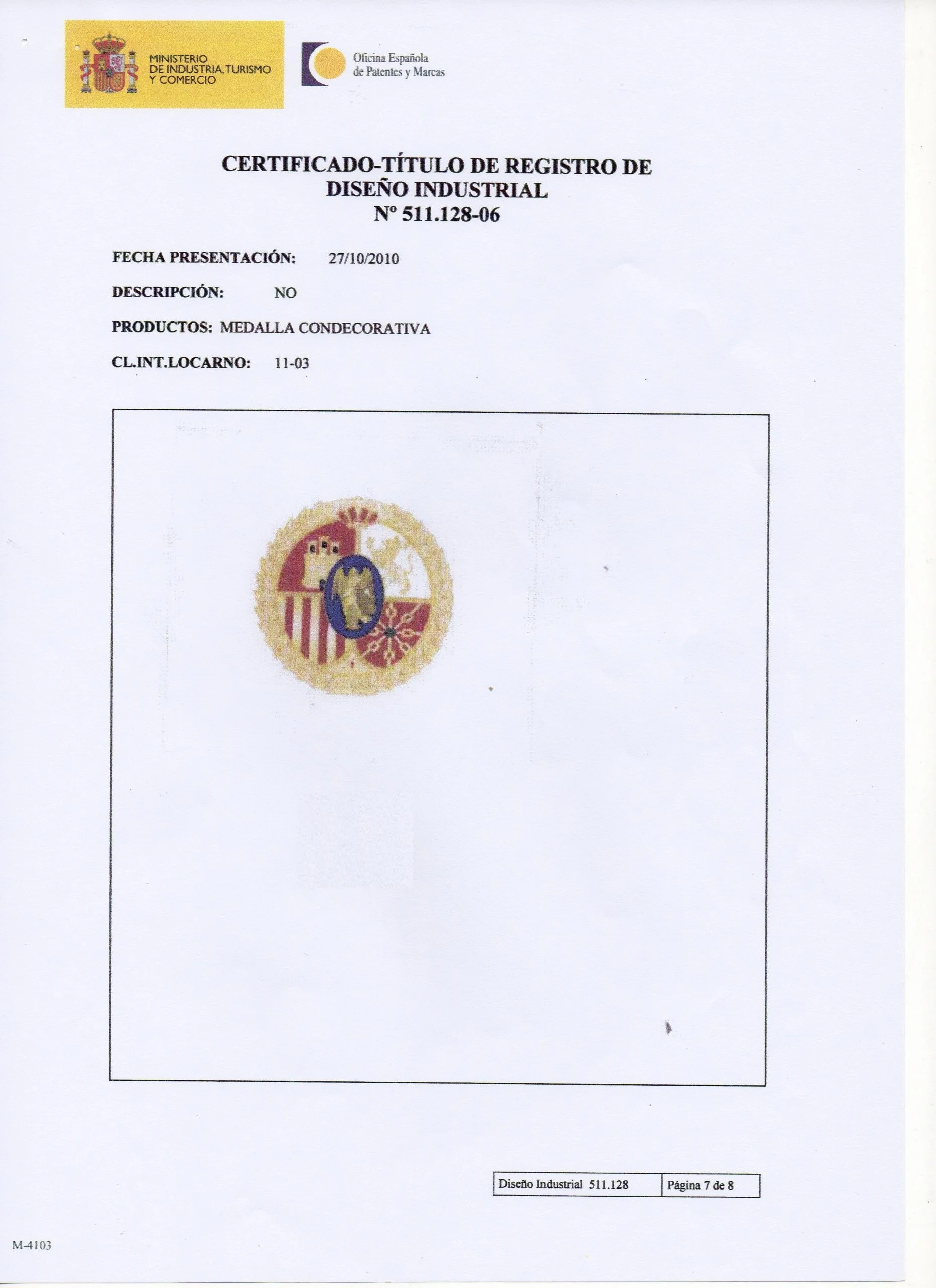 Certificado de registro del diseño de los gemelos