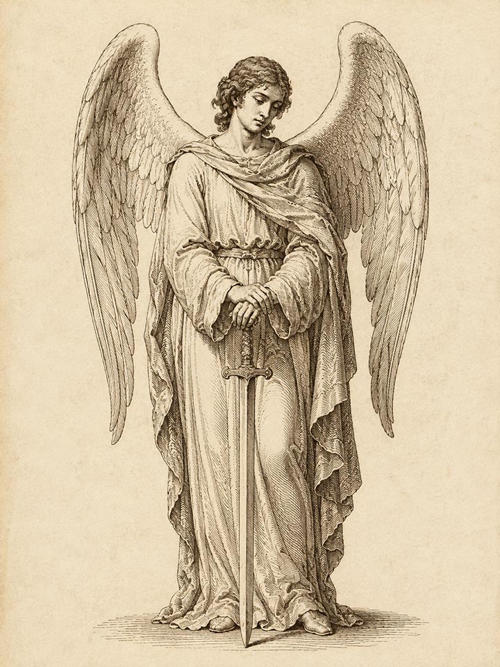 Grabado del Santo Ángel Custodio